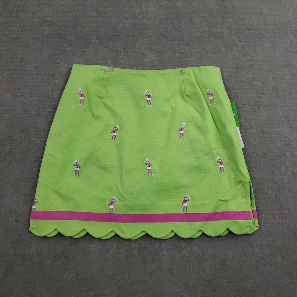 Vtg Lilly Pulitzer Skort Womens‎ 2 Green Tennis Embroidered Scallop Stretch Golf